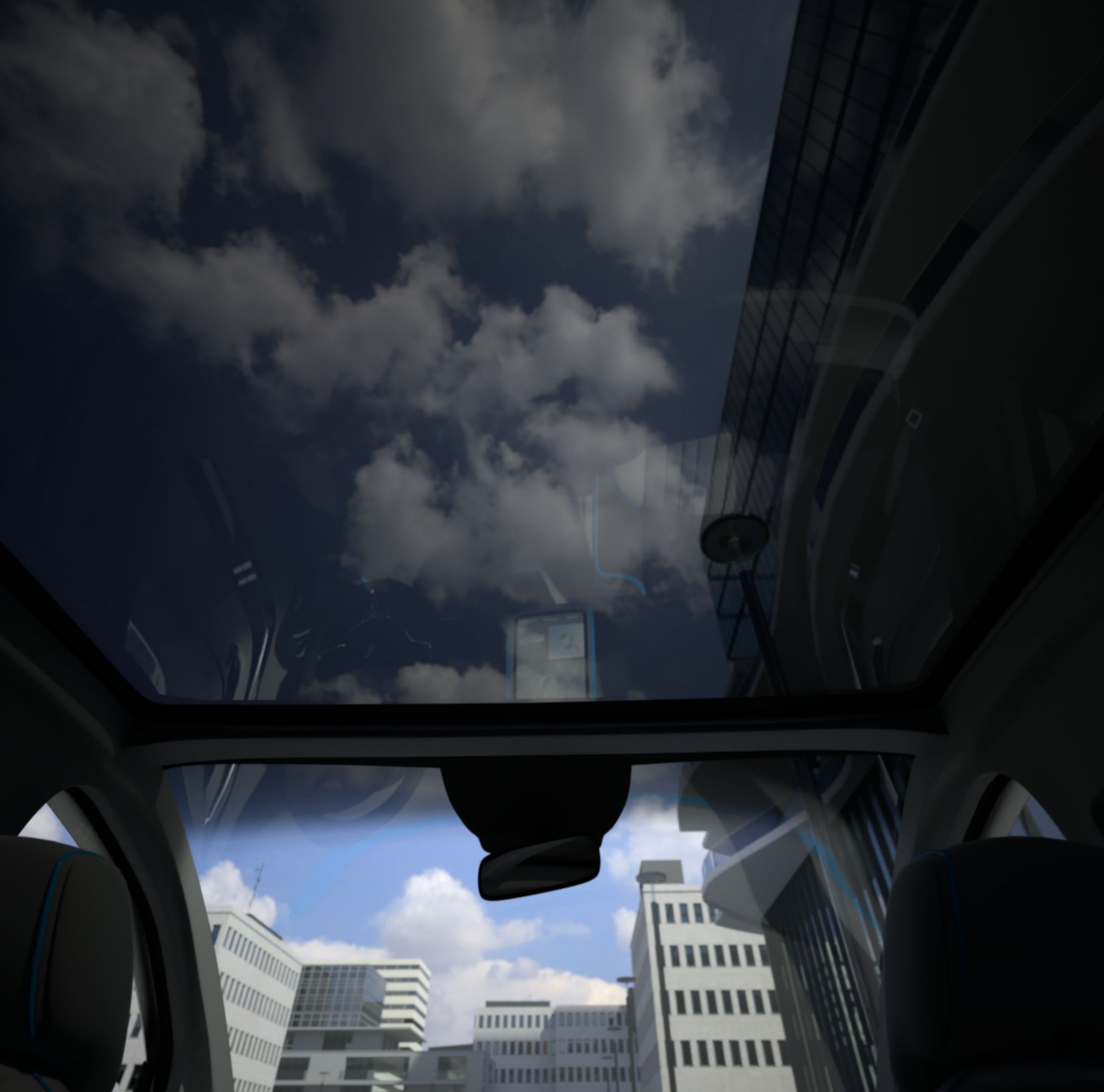 Interior view showcasing a sunroof 